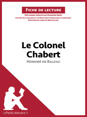cover image of Le Colonel Chabert d'Honoré de Balzac (Fiche de lecture)